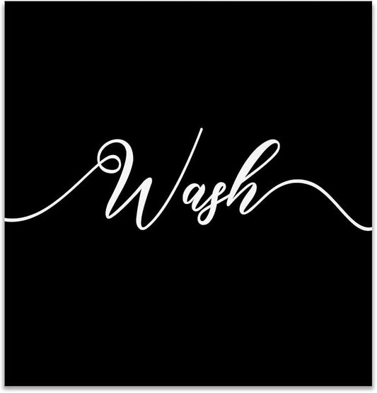 Renditions Gallery Black Wash Sign Bathroom Décor Gallery Wrapped Canvas Wall Art, 12x12,