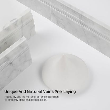Carrara White Marble Baseboard Trim Molding, Polished, 4 Pcs | 5"x12"Marble Wall Skirting Base Trim Moulding for Shower Bathroom Kitchen Backsplash, Protects Wall, Easy to Install, Durable