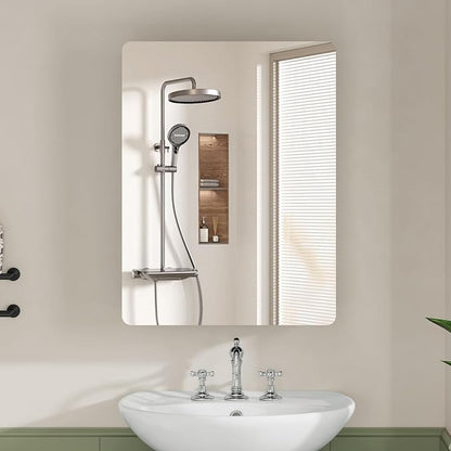 Medicine Cabinet Mirror with 2 Adjustable Shelves, Bathroom Mirror with Storage, Recessed or Wall Mount Bathroom Cabinet, Black UNGGX004H