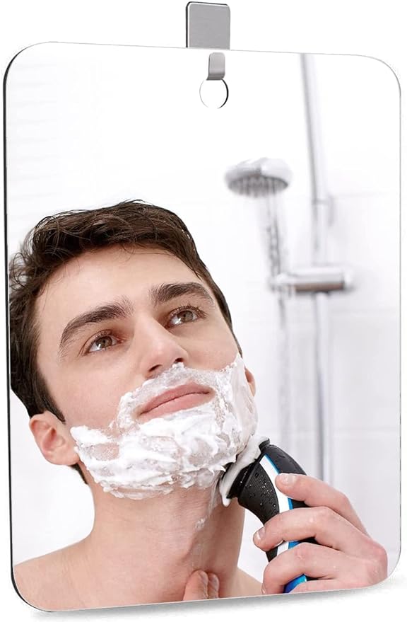 Deluxe Large Fogless Shower Mirror, Fogless Shaving Mirror(7.48 in X 11 in), Anit-Fog Shaving Mirror with Hook, Fog Free Wall Hanging Makeup Mirror, Anti Fog Shatterproof Mirror in Bathroom