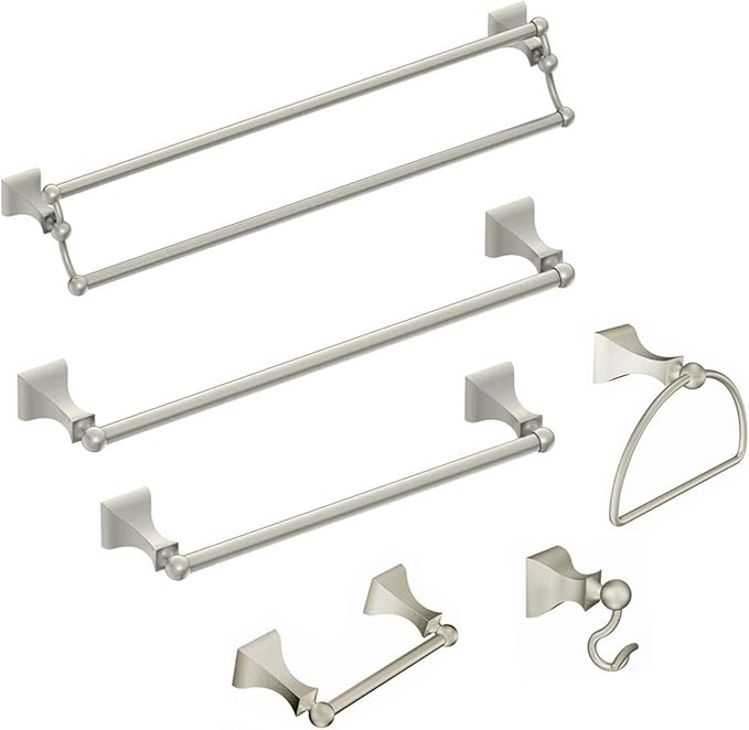 Moen Retreat Brushed Nickel Double Post Pivoting Toilet Paper Holder, Wall Mounted Toilet Roll Holder, DN8308BN