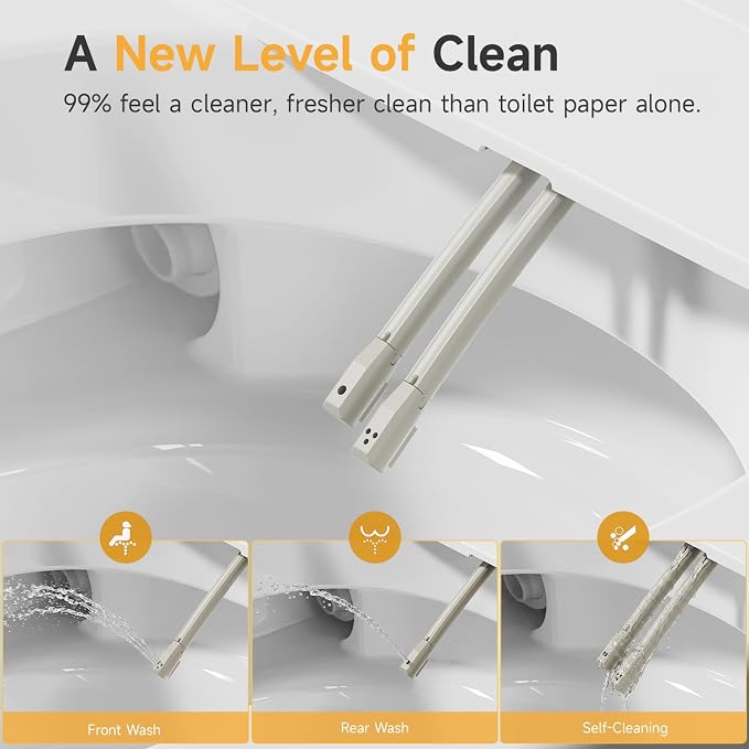 Non-Electric Bidet Toilet, One Piece Elongated Smart Toilet with Air Pressure-Assisted Flush, ADA Comfort Height, Foot Kick & Side Button Flush, 1.0 GPF, 12" Rough-In