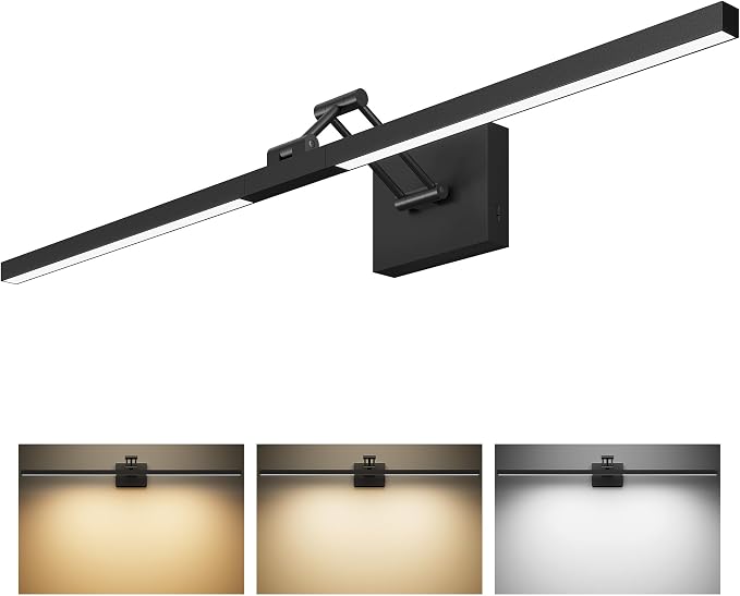 VONLUCE 36" LED Bathroom Vanity Light, 3CCT Modern LED Vanity Lights with 360° Rotatable Head & Swing Arm, 15.4W Bathroom Light Fixture Over Mirror, LED Lights for Bathroom Bedroom, Matte Black | 3CCT, Flicker-free, 360° Rotatable Head & Swing Arm, IP4...