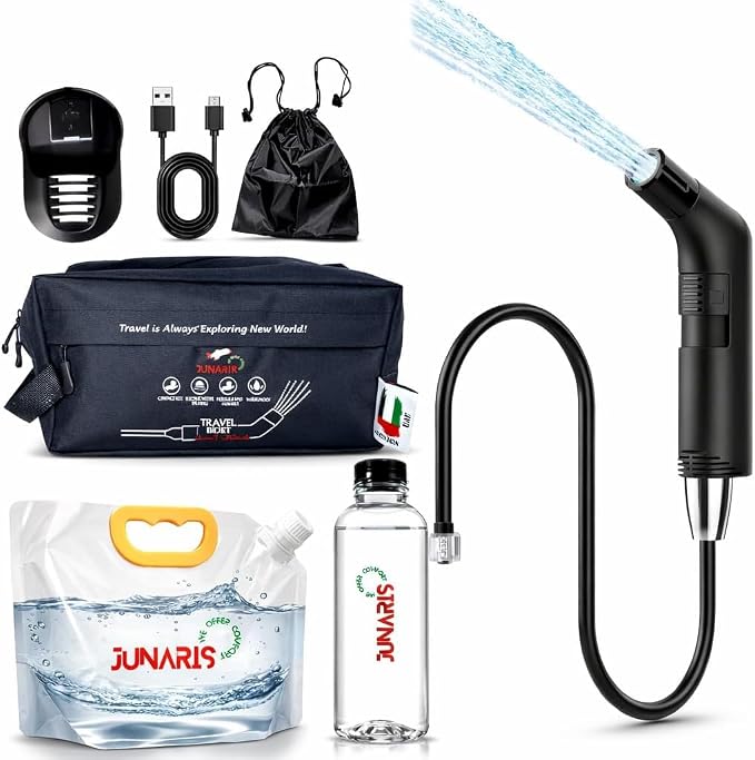 Electric Portable Bidet for Travel – Rechargeable Handheld Sprayer, 2 Spray Modes, IPX6 Waterproof, 600ml Bottle & 3.5L Water Bag, Wall Mount, USB-C – Hygiene Kit for Home & Camping