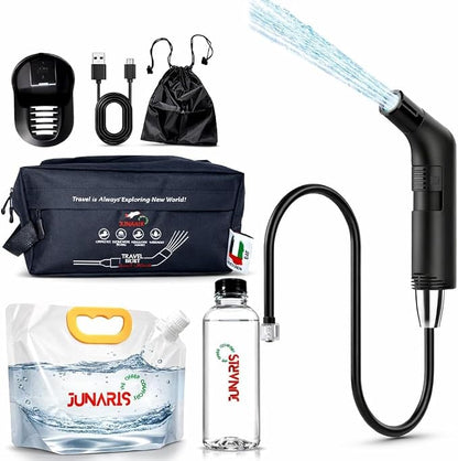 Electric Portable Bidet for Travel – Rechargeable Handheld Sprayer, 2 Spray Modes, IPX6 Waterproof, 600ml Bottle & 3.5L Water Bag, Wall Mount, USB-C – Hygiene Kit for Home & Camping