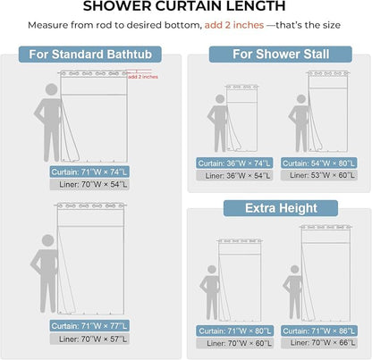 River Dream Linen Textured No Hooks Shower Curtain with Liner,Blue,71x74 | Mesh Top Window,with Snap-in Liner,Heavy Duty Fabric,Quick Dry,Bottom Magnets,Water-Repellent,Washable,Farmhouse Bathroom Set