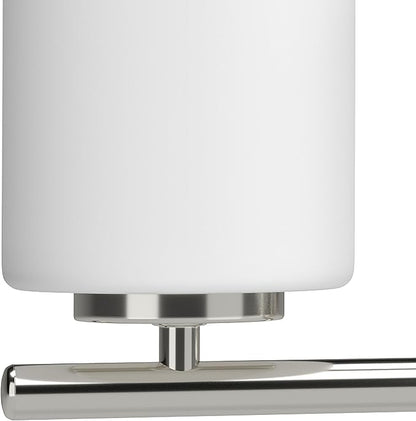 Replay Collection 3-Light Etched White Glass Modern Bath Vanity Light Brushed Nickel