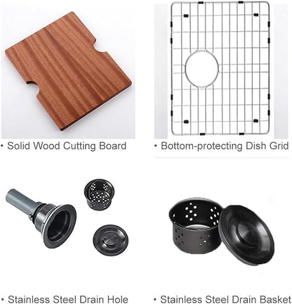 21x20 Inch Black Kitchen Sink, Drop in Bar Sink Black, Stainless Steel Square Small Topmount Workstation Sinks, Single Bowl for Laundry Office Wet Bar Prep RV Outdoor Yard