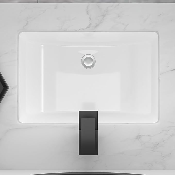 22''x15'' Undermount Bathroom Sink Rectangle Bathroom Sink White Porcelain Ceramic Vanity Sinks Under Counter Basin Lavatory Sinks
