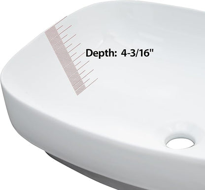 Lordear Vessel Sink Bathroom Semi Recessed Sinks 20 x 15 Inch Oval White Ceramic Vessel Sinks Modern Vanity Sink Bath Wash Bowl Above Counter Basin