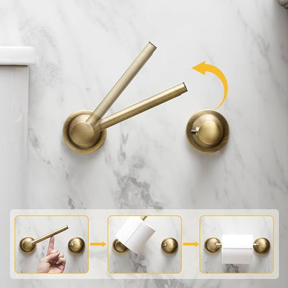 Bathroom Toilet Paper Holder Wall Mount Tissue Holder Antique Brass | Rustproof Toilet Tissue Roll Holder, Flexible Double Post Pivoting Handle, Bathroom Accessories SUS304 Stainless Steel
