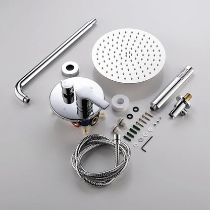 TIPOK Shower System with Rain Shower and Handheld, Bathroom Chrome Shower Faucet with High Pressure, Round Rain Shower Trim Kit