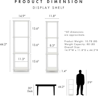Homes: Inside + Out Apexa Modern 4-Tier Narrow Shelving Units, Collectibles Display Shelves, Easy Assembly Standing Shelf, Home Storage Organizer for Living Room, Bedroom, Office, Taupe Grey