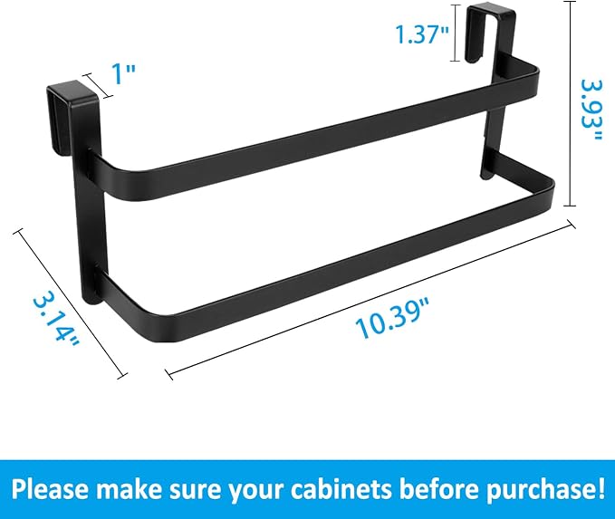 RedCall 2 Pack Towel Holder for Kitchen Cabinet,Two-Tier Kitchen Towel Rack,Steel Over Cabinet Door Towel Bar,Double Towel Bar Rack for Bathroom Cupboard,Holds Hand/Dish Towels & Washcloths