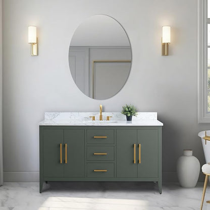 Vanity Art 60 inch Bathroom Vanity with Single Sink & Ceramic Top, Vanity Cabinet with Soft-Closing Doors, Drawers, Solid Wood Frame, Vintage Green, VA9060-SVG-GB1