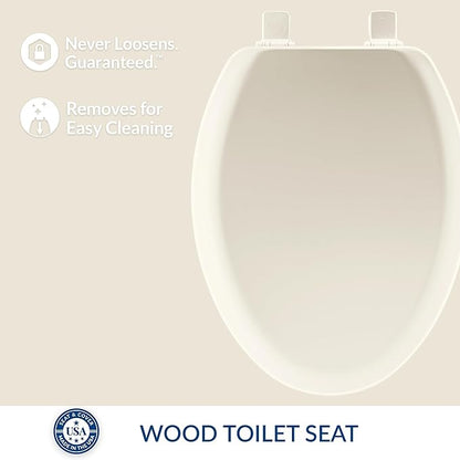 Mayfair Cameron Biscuit Toilet Seat, Non Slip Heavy Duty Wood, Easy Clean, Made in USA, Elongated (Pack of 2)