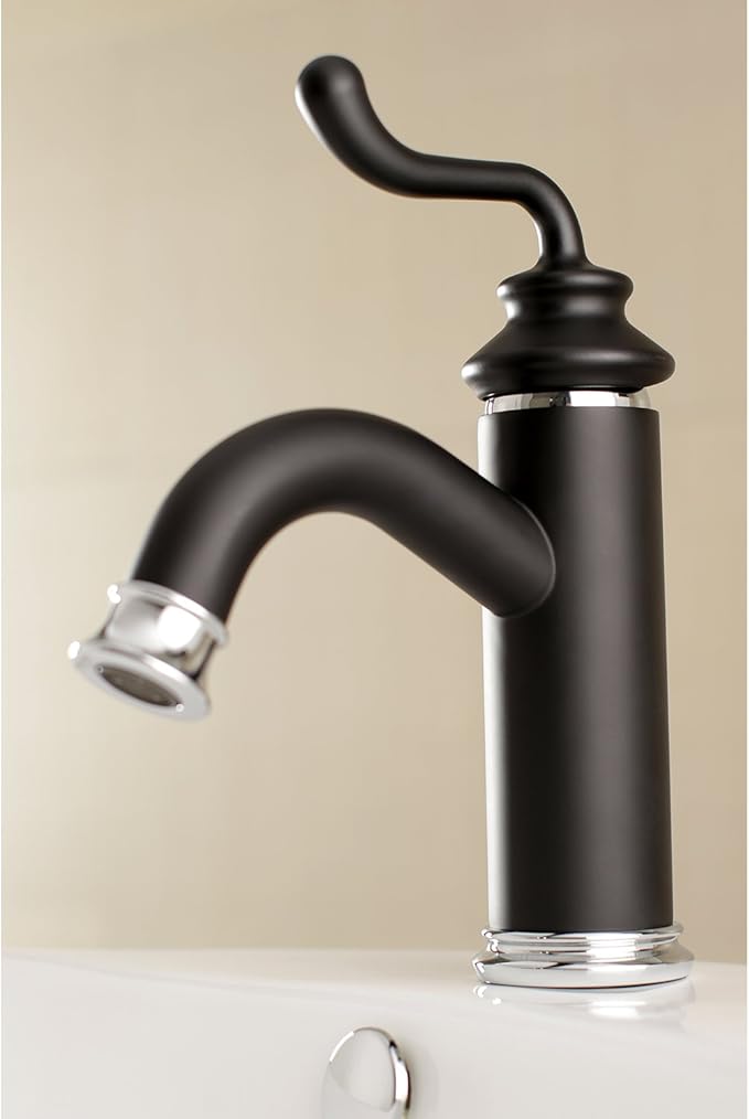Fauceture LS5417RL Royale Single-Handle Bathroom Faucet with Push Pop-Up, Matte Black/Polished Chrome