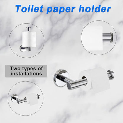Cilee 10 Piece Chrome Bathroom Hardware Set, 24 16 inch Towel Bar Set | 24 & 16 inch Towel bar, Toilet Paper Holder, Towel Ring, Towel Hook, Bathroom Accessories Set Stainless Steel Wall Mounted