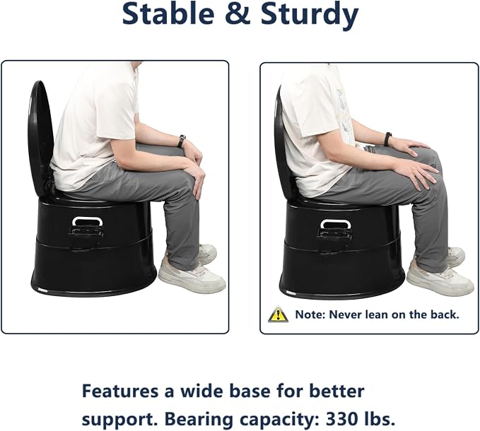 VINGLI Portable Detachable Camping Toilet | Splash-Proof Commode with Odor-Seal Lid | Compact Sanitation Solution for RV, Emergency, Outdoor Use, Black
