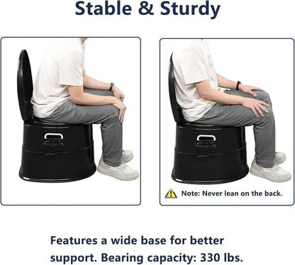 VINGLI Portable Detachable Camping Toilet | Splash-Proof Commode with Odor-Seal Lid | Compact Sanitation Solution for RV, Emergency, Outdoor Use, Black