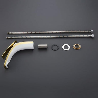 Single Handle Bathroom Faucets Brass Single Hole Faucet for Bathroom Sink Hot Cold Brushed Gold
