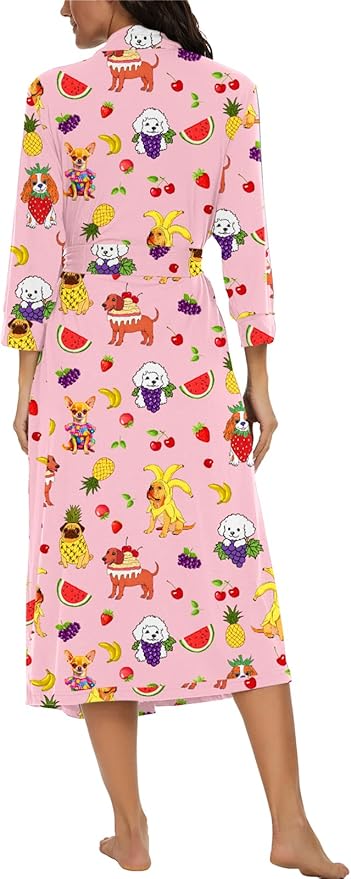 VINTATRE Women Kimono Robes Long Knit Bathrobe Lightweight Soft Knit Sleepwear V-neck Casual Ladies Loungewear