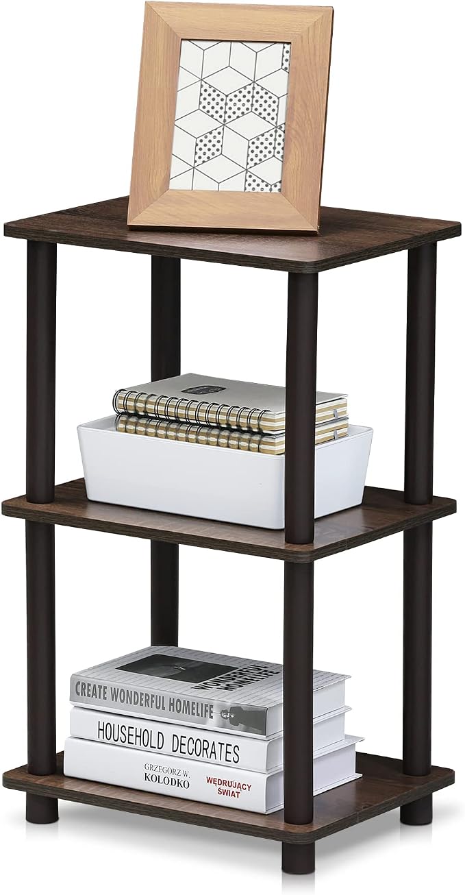 FURINNO Turn-N-Tube 2 Space Shelf, Walnut/Brown