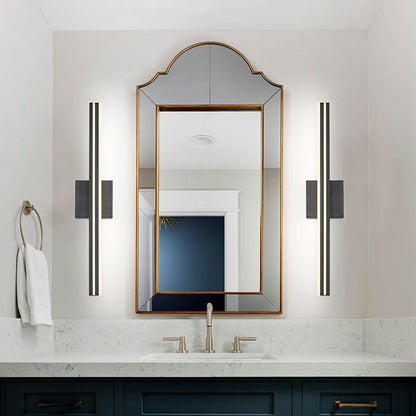 SineRise LED Modern Bathroom Vanity Light Bar (24-Inch, 3000K/4000K/6000K), Matte Black Dimmable Modern Acrylic Bathroom Wall Lighting Fixtures Over Mirror