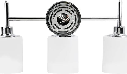 Design House Aubrey Transitional 3-Light Indoor Bathroom Vanity Light – Above The Mirror, Dimmable, Damp Listed – Frosted Glass and Polished Chrome – Design House, 589770