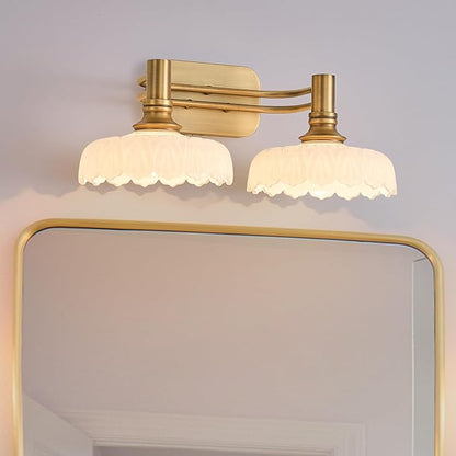Modern 2 Light Bathroom Vanity Lights White Glass Lampshade Wall Sconces for Kitchen Dining Room Bedroom Hallway