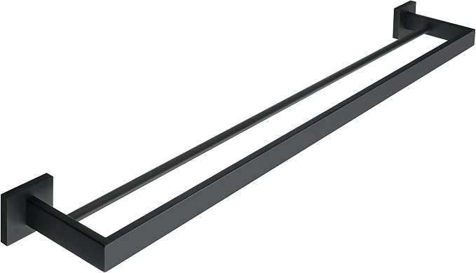 Alise Double Towel Bars Towel Rack for Bathroom Wall Mount 32 Inch,Black | SUS304 Stainless Steel Bathroom Towel Holder, Square Towel Rod Towel Hanger for Bathroom Lavatory Kitchen