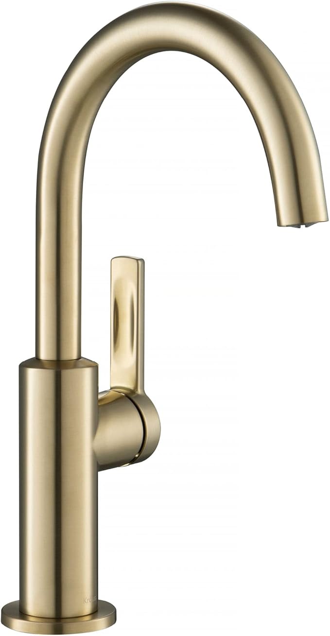 Kraus Oletto Single Handle Kitchen Bar Faucet in Spot Free Antique Champagne Bronze, Kitchen Sink Faucets, KPF-2822SFACB