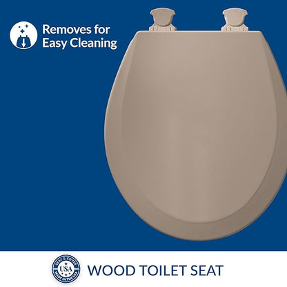 Bemis 500EC 068 Molded Wood Round Toilet Seat with Easy Clean and Change Hinge, 2 Pack, Fawn Beige