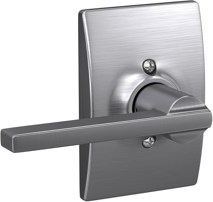 Schlage F10 LAT 626 CEN Latitude Door Lever with Century Trim, Hall & Closet Passage Lock, Satin Chrome