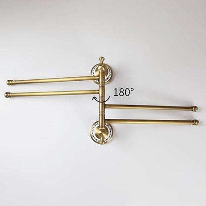 Swivel Towel Rack for Bathroom, Antique Bronze Folding 4 Arms Hand Towel Bars Towel Hanger for Laundry, Wall Mount Storage Space Saving,Porcelain Design