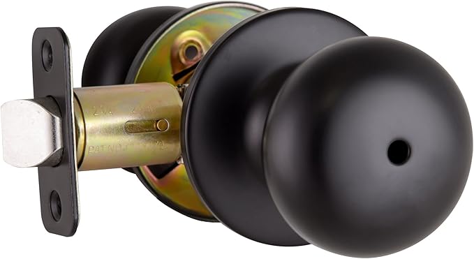 Design House 778944 Cambridge 2-Way Adjustable Privacy Door Knob for Bathroom Bedroom, Matte Black