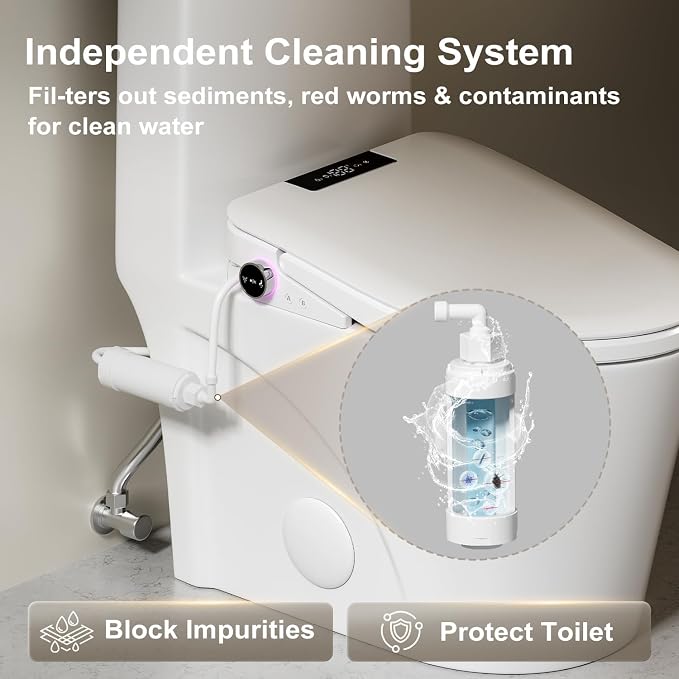 LOUPUSUO Electric Bidet Toilet Seat with Instant Warm Water Elongated | Heated Toilet Seat with Soft Closed Lid,Multiple Cleaning Modes,Warm Air Dryer,Soft Closed Lid, Saved User Settings