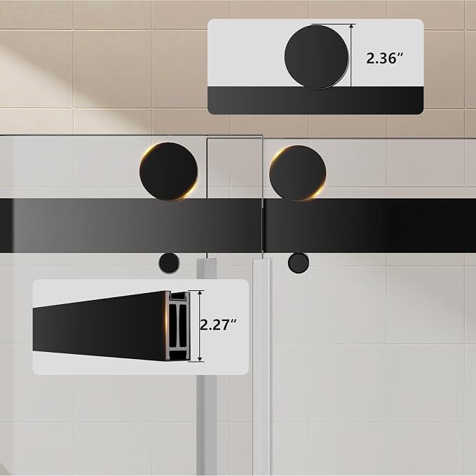 56–60" W × 78" H Frameless Sliding Glass Shower Door, 3/8" (10mm) Thick Tempered Glass, Stainless Steel Hardware, Double Sliding Shower Doors for Walk in Shower, Matte Black