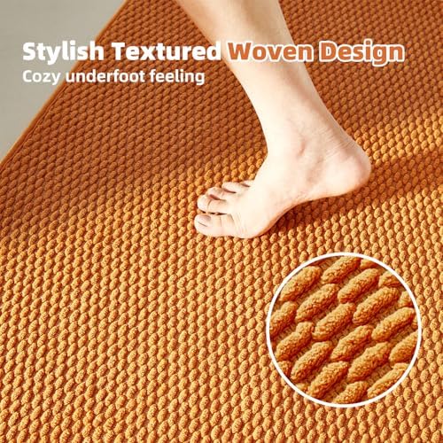 TYUU Toilet Rug, Thin Toilet Rugs U Shaped Washable Non Slip Absorbent Quick Dry Low Pile Toilet Mat, Orange 20"x24" U Shape