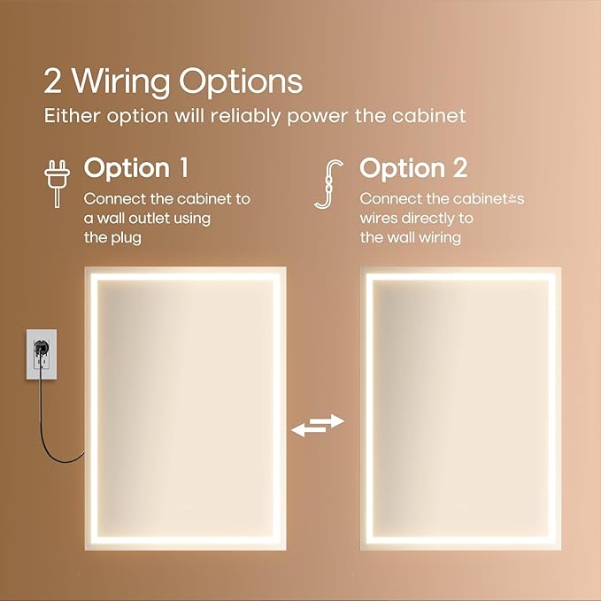 28x20 LED Lighted Bathroom Medicine Mirror Cabinet with Sockets & USBs, Anti-Fog Dimmable Light and Color Adjustment, Easy to Install, Moisture-Resistant Wood