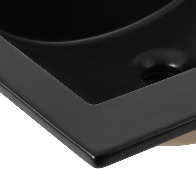 JONATHAN Y SNK1000B Ancillary 3-Hole 20 in. W x 18.25 in. D Classic Contemporary Rectangular Ceramic Single Sink Basin Vanity Top, Black