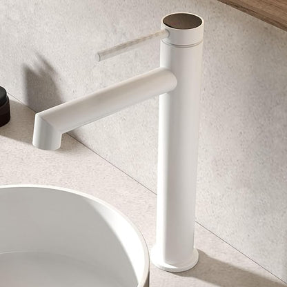 Single Handle Bathroom Faucet 1 Hole Faucet for Bathroom Sink Hot and Cold Water White
