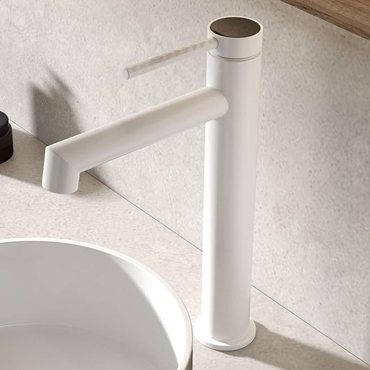 Single Handle Bathroom Faucet 1 Hole Faucet for Bathroom Sink Hot and Cold Water White