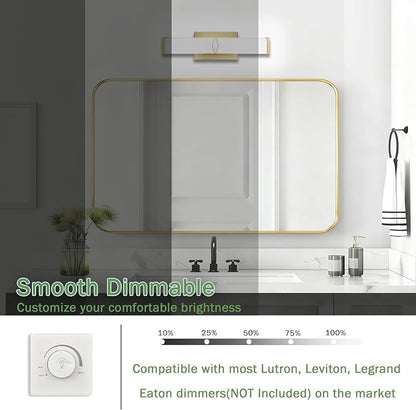 16 Inch Bathroom Vanity Light 2000LM, AC 120V 5CCT Modern Bathroom Lighting Fixtures Over Mirror Dimmable, 20W Gold LED Vanity Lighting Fixtures Wall Sconce ETL Certified, 1Pack