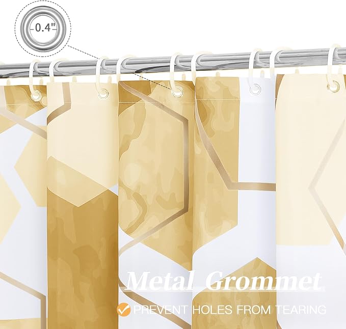 Litabel Long Shower Curtain for Bathroom, Geometric Bathroom Decor 72x78 | Long Modern Minimalist Shower Curtais, Yellow Geometric Art Print Abstract Waterproof Bath Curtain