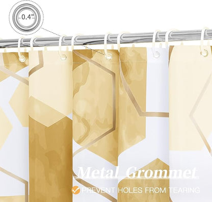 Litabel Long Shower Curtain for Bathroom, Geometric Bathroom Decor 72x78 | Long Modern Minimalist Shower Curtais, Yellow Geometric Art Print Abstract Waterproof Bath Curtain