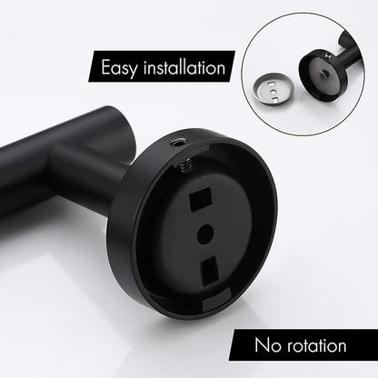 KES 25.2 Inches Black Towel Bar for Bathroom, Hand Towel Holder, Towel Bar Wall Mount, SUS304 Stainless Steel Matte Black, Total Length 27.6 Inch, A2000S70B-BK