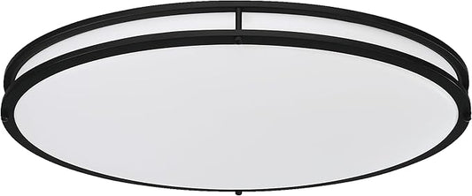 Designers Fountain Flush Mount Ceiling Light, 24 Inch Oval LED Lighting Fixture for Kitchen, Bedroom, Bathroom, and Hallway, Dimmable, 2800 Lumens, 3000K/4000K/5000K, Matte Black, EV1424C3C-43