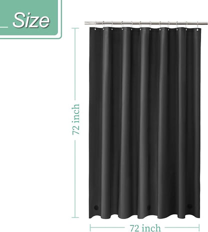 Mrs Awesome Black Shower Curtain Liner with 3 Magnets, 72x72 | 12 Rustproof Grommets, Premium Plastic Shower Curtain for Bathroom Lightweight & Waterproof,72W x 72H