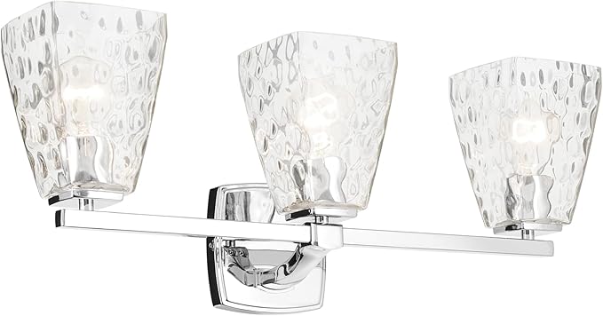 Kichler Marant 21.25" 3-Light Vanity Light with Clear Water Glass in Chrome, for Bathroom, Powder Room, Over a Mirror, (21.25" W x 9.5" H), 55216CHWTR